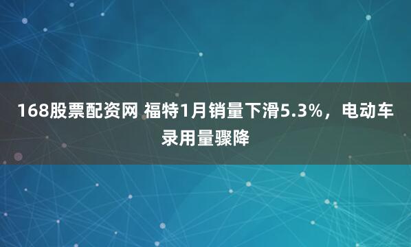 168股票配资网 福特1月销量下滑5.3%，电动车录用量骤降